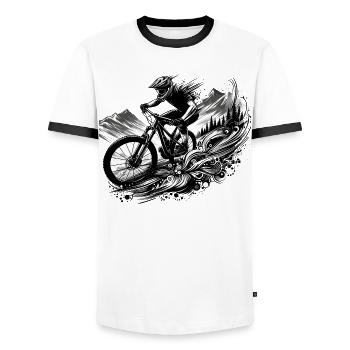 VTT VTT Descente Cadeau - T-shirt contrasté Homme - blanc/noir - Devant - AI Model Female 172 light (172cm) & AI Model Male 178 dark (178cm)