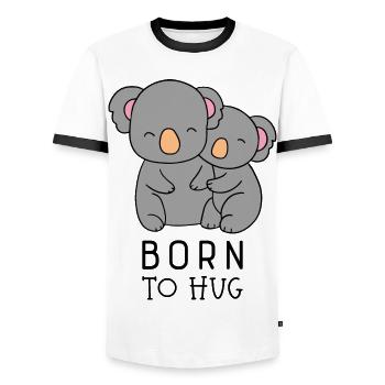 Born to hug - Men's Ringer Shirt - white/black - Front - AI Model Female 172 light (172cm) & AI Model Male 178 dark (178cm)