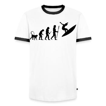 Développement d’un surfeur - T-shirt contrasté Homme - blanc/noir - Devant - AI Model Female 172 light (172cm) & AI Model Male 178 dark (178cm)