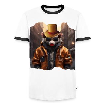 Opossum de la ville - T-shirt contrasté Homme - blanc/noir - Devant - AI Model Female 172 light (172cm) & AI Model Male 178 dark (178cm)