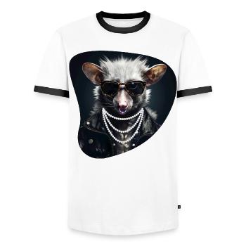 Hard Rock Possum - Men's Ringer Shirt - white/black - Front - AI Model Female 172 light (172cm) & AI Model Male 178 dark (178cm)