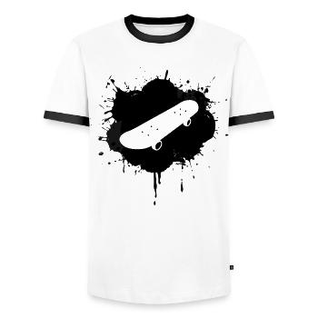 Skateboard - Men's Ringer Shirt - white/black - Front - AI Model Female 172 light (172cm) & AI Model Male 178 dark (178cm)