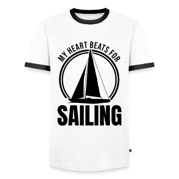 Sailing Lovers - Men's Ringer Shirt - white/black - Front - AI Model Female 172 light (172cm) & AI Model Male 178 dark (178cm)