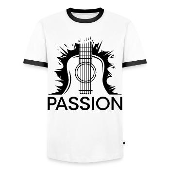 passion guitar music passion guitarist icon - Men's Ringer Shirt - white/black - Front - AI Model Female 172 light (172cm) & AI Model Male 178 dark (178cm)