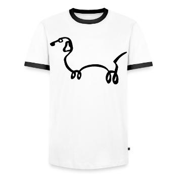 Sketch of the Black Dog - Men's Ringer Shirt - white/black - Front - AI Model Female 172 light (172cm) & AI Model Male 178 dark (178cm)
