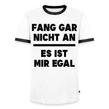 I don't care Statement Relax indifferent - Men's Ringer Shirt - white/black - Front - AI Model Female 172 light (172cm) & AI Model Male 178 dark (178cm)