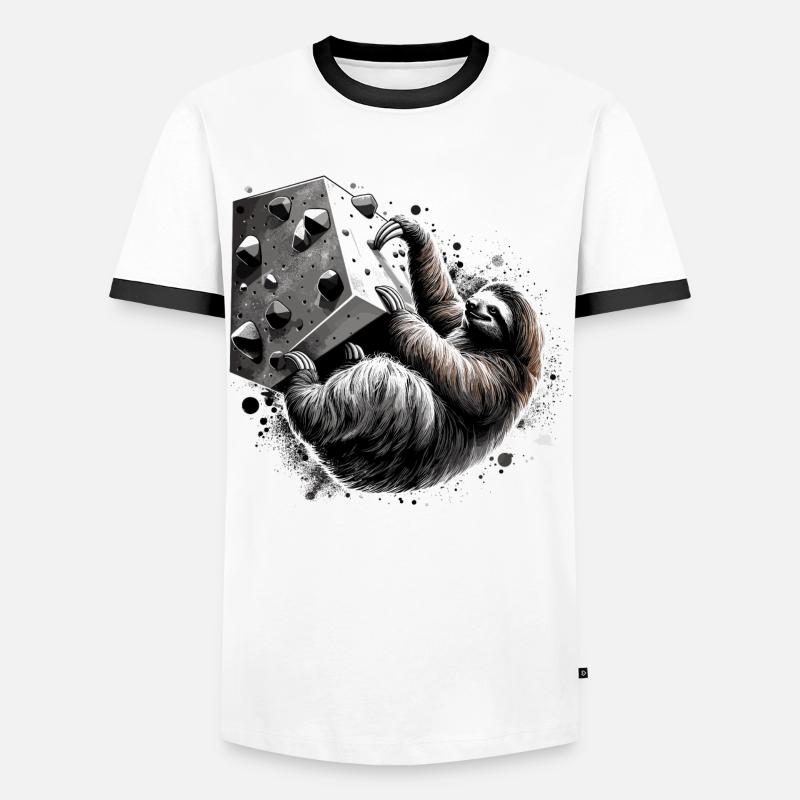 Bouldering Sloth Gift - Men's Ringer Shirt - white/black