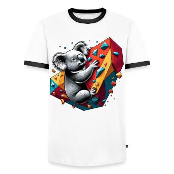 Bouldering Koala Gift - Men's Ringer Shirt - white/black - Front - AI Model Female 172 light (172cm) & AI Model Male 178 dark (178cm)