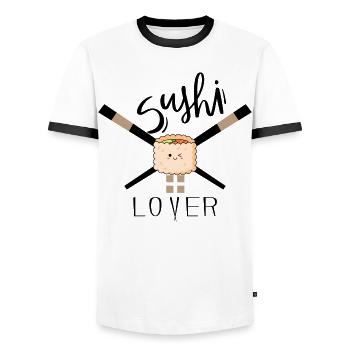 Sushi Lover - Sushi Lovers Gift Idea - Männer Kontrast-T-Shirt - Weiß/Schwarz - Vorne - AI Model Female 172 light (172cm) & AI Model Male 178 dark (178cm)