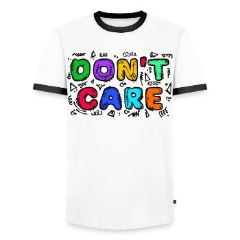 Ist Mir Wurscht Statement Egal Gleichgültig - Männer Kontrast-T-Shirt - Weiß/Schwarz - Vorne - AI Model Female 172 light (172cm) & AI Model Male 178 dark (178cm)