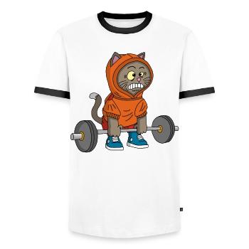 The power of the kitten - Men's Ringer Shirt - white/black - Front - AI Model Female 172 light (172cm) & AI Model Male 178 dark (178cm)