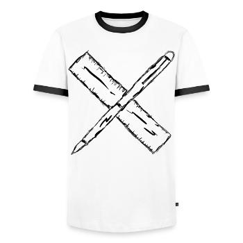 Pen and ruler - Men's Ringer Shirt - white/black - Front - AI Model Female 172 light (172cm) & AI Model Male 178 dark (178cm)