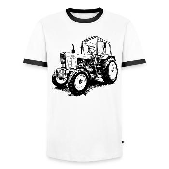 Belarus MTS 550 - Men's Ringer Shirt - white/black - Front - AI Model Female 172 light (172cm) & AI Model Male 178 dark (178cm)