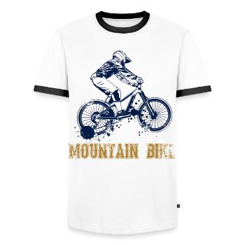 Mountain bike - Men's Ringer Shirt - white/black - Front - AI Model Female 172 light (172cm) & AI Model Male 178 dark (178cm)