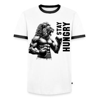 Lion rugit rester affamé Boxer combattant cadeau - T-shirt contrasté Homme - blanc/noir - Devant - AI Model Female 172 light (172cm) & AI Model Male 178 dark (178cm)