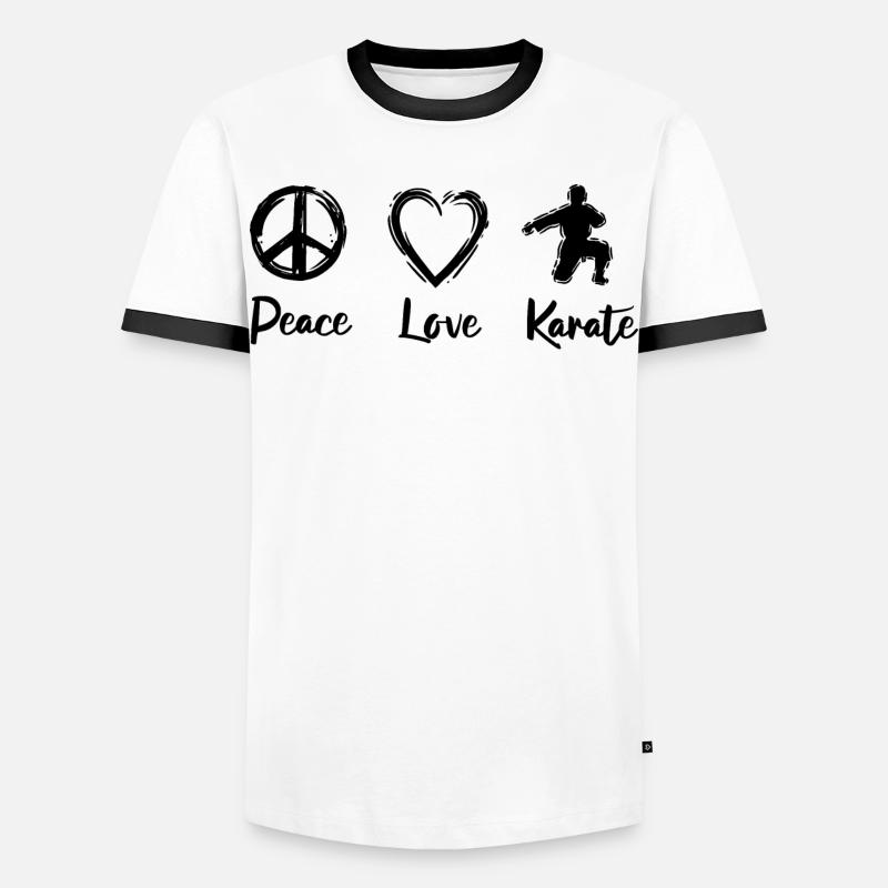 Karate Liebe - Männer Kontrast-T-Shirt - Weiß/Schwarz