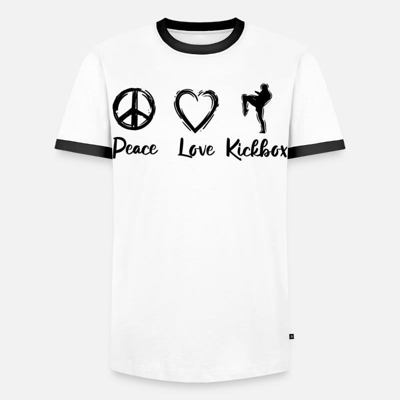 Kickbox Liebe - Männer Kontrast-T-Shirt - Weiß/Schwarz