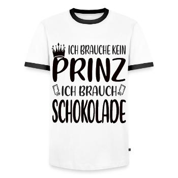 Ich brauche kein Prinz, ich brauche Schokolade - Männer Kontrast-T-Shirt - Weiß/Schwarz - Vorne - AI Model Female 172 light (172cm) & AI Model Male 178 dark (178cm)