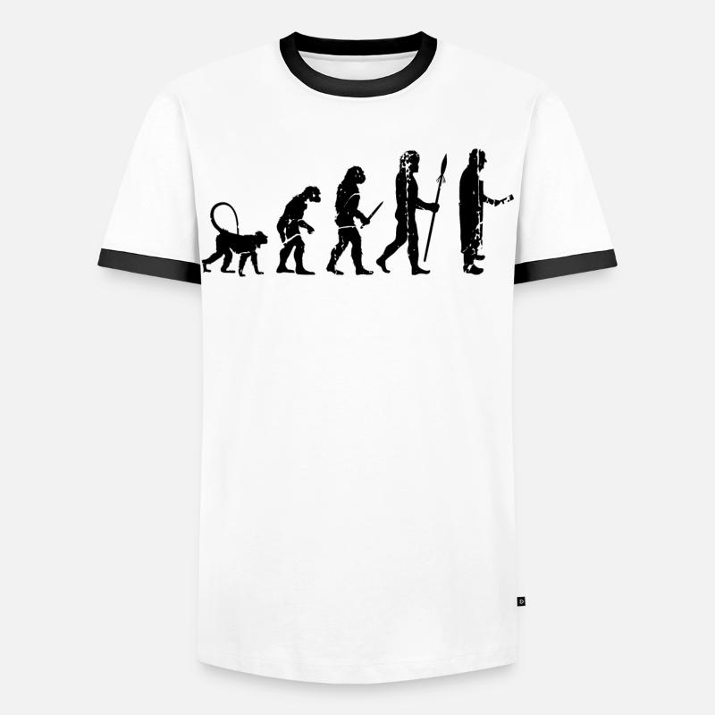 Fleischer Evolution - Männer Kontrast-T-Shirt - Weiß/Schwarz