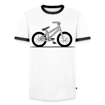 BMX Bicycle Sketch - Men's Ringer Shirt - white/black - Front - AI Model Female 172 light (172cm) & AI Model Male 178 dark (178cm)