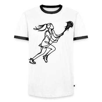 Lacrosse Girls - Men's Ringer Shirt - white/black - Front - AI Model Female 172 light (172cm) & AI Model Male 178 dark (178cm)