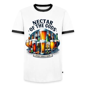 Bier Nectar of the Gods Liebhaber Party Trinker - Männer Kontrast-T-Shirt - Weiß/Schwarz - Vorne - AI Model Female 172 light (172cm) & AI Model Male 178 dark (178cm)