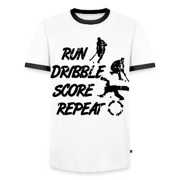 Feldhockey Spruch - Männer Kontrast-T-Shirt - Weiß/Schwarz - Vorne - AI Model Female 172 light (172cm) & AI Model Male 178 dark (178cm)