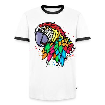 Bird, Parrot, Zoo, Animal, Animal Lover, Pet - Men's Ringer Shirt - white/black - Front - AI Model Female 172 light (172cm) & AI Model Male 178 dark (178cm)