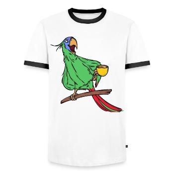 Animal, Perroquet, Amoureux Des Animaux, Animal De Compagnie, Oiseau - T-shirt contrasté Homme - blanc/noir - Devant - AI Model Female 172 light (172cm) & AI Model Male 178 dark (178cm)