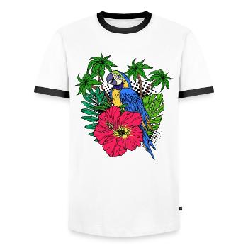 Bird Lover, Parrot, Animal Lover, Pet, Zoo - Men's Ringer Shirt - white/black - Front - AI Model Female 172 light (172cm) & AI Model Male 178 dark (178cm)