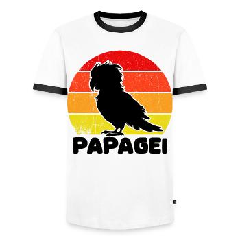 oiseau, perroquet, amoureux des animaux, animal de compagnie, tropical, - T-shirt contrasté Homme - blanc/noir - Devant - AI Model Female 172 light (172cm) & AI Model Male 178 dark (178cm)