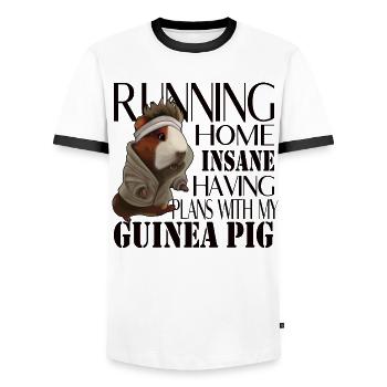 Maman cochon d’Inde - Dicton pour les amateurs de Guinée - T-shirt contrasté Homme - blanc/noir - Devant - AI Model Female 172 light (172cm) & AI Model Male 178 dark (178cm)