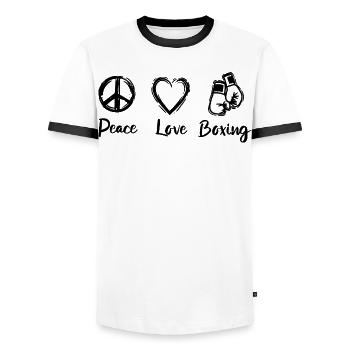 Boxer Love - Men's Ringer Shirt - white/black - Front - AI Model Female 172 light (172cm) & AI Model Male 178 dark (178cm)