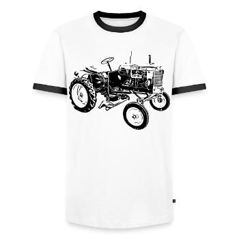 Tractor Pony - Men's Ringer Shirt - white/black - Front - AI Model Female 172 light (172cm) & AI Model Male 178 dark (178cm)