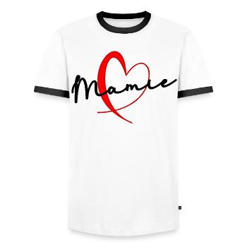 GRANNY. MOTHER'S DAY. HAPPY BIRTHDAY GRANDMA. I LOVE YOU - Men's Ringer Shirt - white/black - Front - AI Model Female 172 light (172cm) & AI Model Male 178 dark (178cm)
