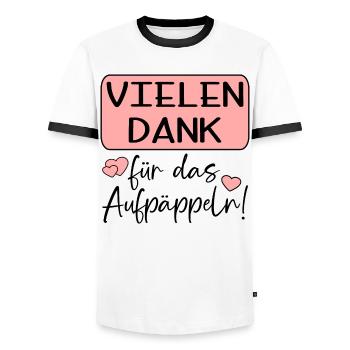 GUTE BESSERUNG - AUFPÄPPELN - Männer Kontrast-T-Shirt - Weiß/Schwarz - Vorne - AI Model Female 172 light (172cm) & AI Model Male 178 dark (178cm)