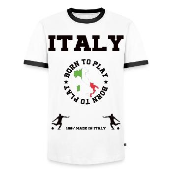 Italy - Männer Kontrast-T-Shirt - Weiß/Schwarz - Vorne - AI Model Female 172 light (172cm) & AI Model Male 178 dark (178cm)