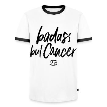 Astro Badass mais Cancer - T-shirt contrasté Homme - blanc/noir - Devant - AI Model Female 172 light (172cm) & AI Model Male 178 dark (178cm)