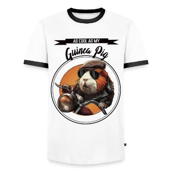 Cool guinea pig – statement design - Men's Ringer Shirt - white/black - Front - AI Model Female 172 light (172cm) & AI Model Male 178 dark (178cm)