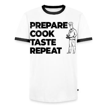 Cooking Motivation - Men's Ringer Shirt - white/black - Front - AI Model Female 172 light (172cm) & AI Model Male 178 dark (178cm)