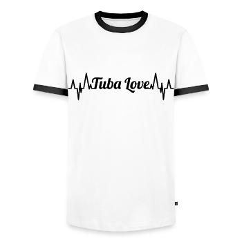 Tuba Love Pulse Beat - T-shirt contrasté Homme - blanc/noir - Devant - AI Model Female 172 light (172cm) & AI Model Male 178 dark (178cm)