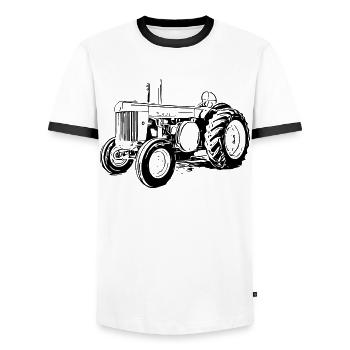 Model R Tractor - Men's Ringer Shirt - white/black - Front - AI Model Female 172 light (172cm) & AI Model Male 178 dark (178cm)