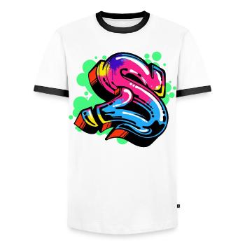 Street Art Graffiti Art Dessin Illustration - T-shirt contrasté Homme - blanc/noir - Devant - AI Model Female 172 light (172cm) & AI Model Male 178 dark (178cm)