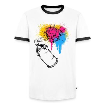 Graffiti Sprayer Spray Can Drawing Illustration - Men's Ringer Shirt - white/black - Front - AI Model Female 172 light (172cm) & AI Model Male 178 dark (178cm)