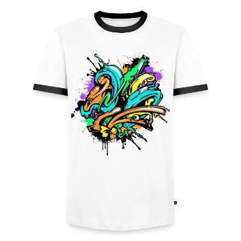 Graffiti Art Dessin Illustration Street Art - T-shirt contrasté Homme - blanc/noir - Devant - AI Model Female 172 light (172cm) & AI Model Male 178 dark (178cm)