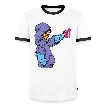 Graffiti Spray Can Art Street Art Sprayer - Men's Ringer Shirt - white/black - Front - AI Model Female 172 light (172cm) & AI Model Male 178 dark (178cm)