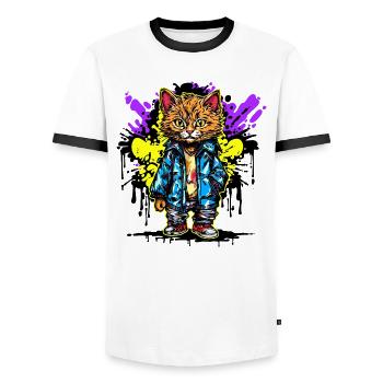 Art, Street Art, Wildstyle, Graffiti, Dessin - T-shirt contrasté Homme - blanc/noir - Devant - AI Model Female 172 light (172cm) & AI Model Male 178 dark (178cm)