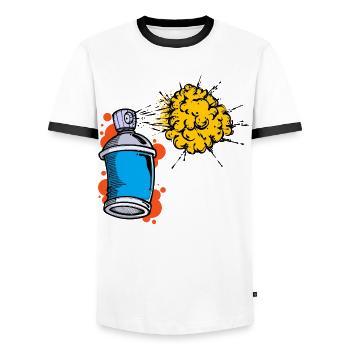 Drawing Illustration Graffiti Spray Can Sprayer - Men's Ringer Shirt - white/black - Front - AI Model Female 172 light (172cm) & AI Model Male 178 dark (178cm)