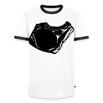 Steak - Men's Ringer Shirt - white/black - Front - AI Model Female 172 light (172cm) & AI Model Male 178 dark (178cm)