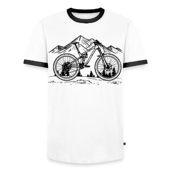 Mountain bike - Men's Ringer Shirt - white/black - Front - AI Model Female 172 light (172cm) & AI Model Male 178 dark (178cm)